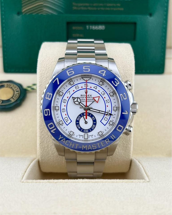 Rolex Yacht-Master II 116680 White Blue 44mm Usado (Muito bom) | Ano 2015 | Com a caixa original | Com os documentos originais