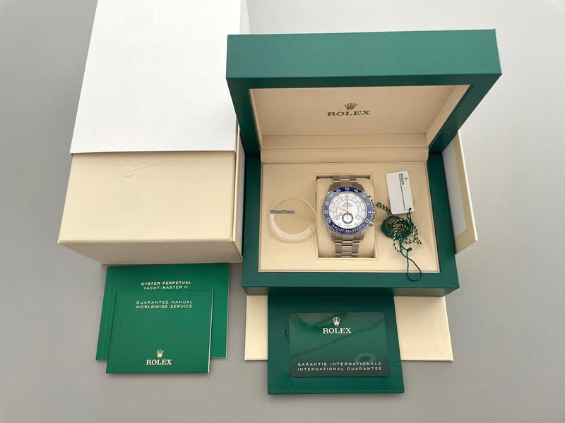 Rolex Yacht-Master II 116680 White Blue 44mm Usado (Muito bom) | Ano 2015 | Com a caixa original | Com os documentos originais